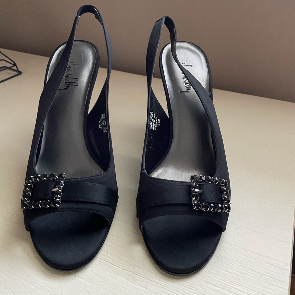 Open Toe Black Dress Heels